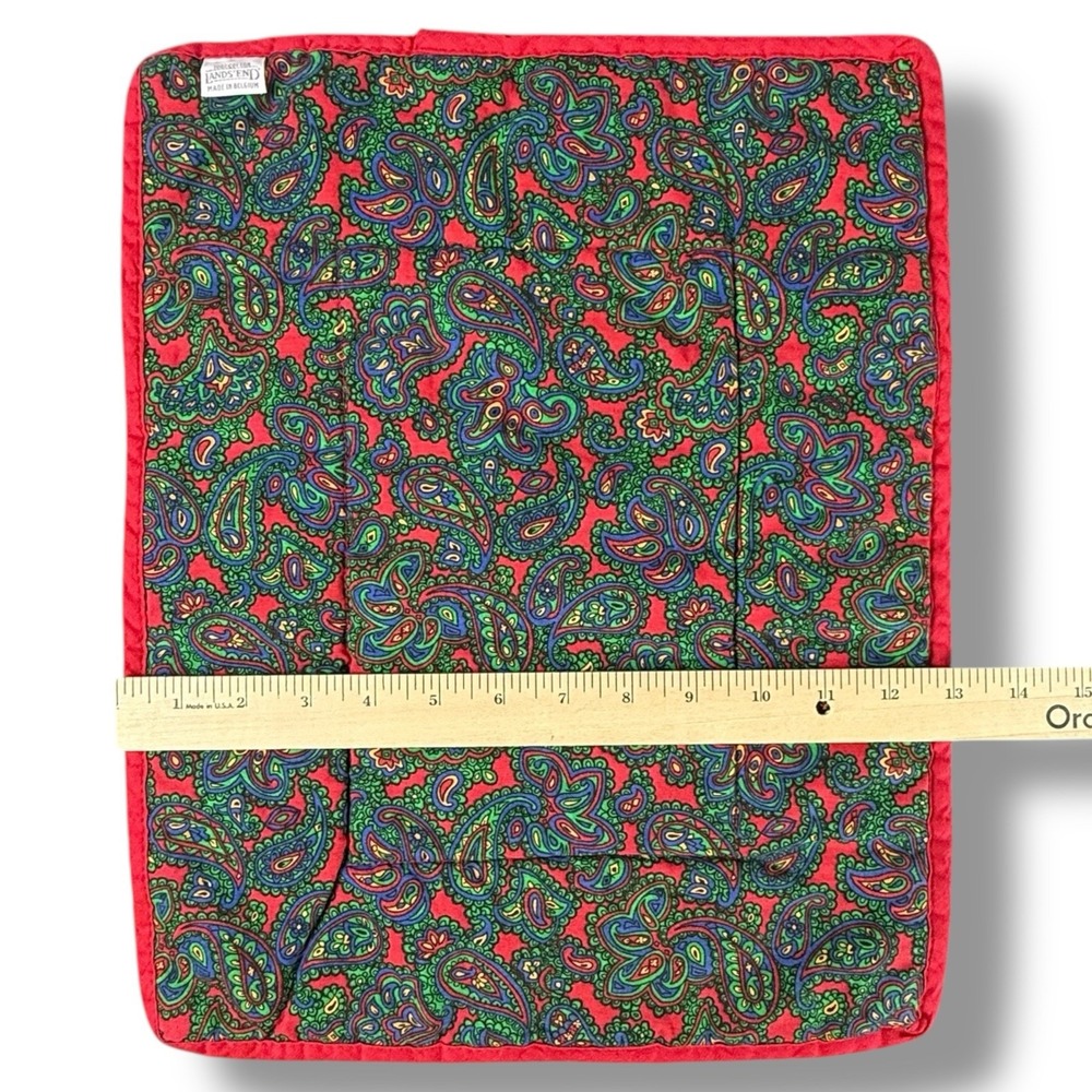 VTG Lands' End Coming Home Red & Green Paisley Placemats & Table Runner 6pc Set - Picture 9 of 15